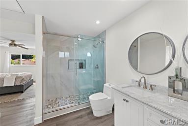 Remodeled bathroom with glass shower